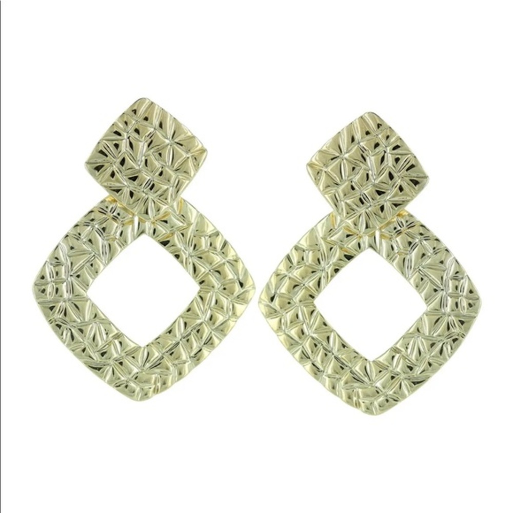 Olivia Welles Hammered Drop Statement Earrings - image 3